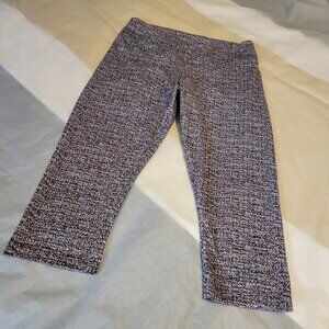 Tweed Print Crop Leggings Gray White Size Medium